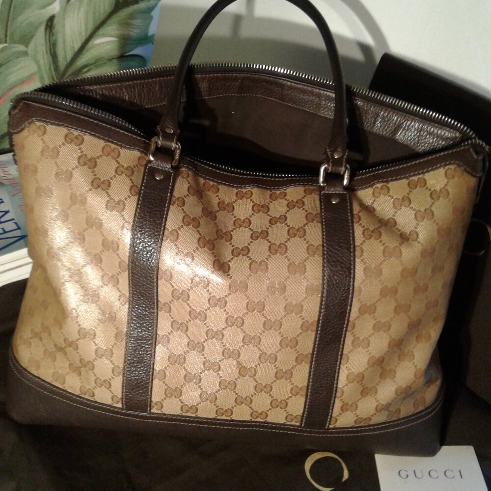 Gucci Brown Coated Large Handbag